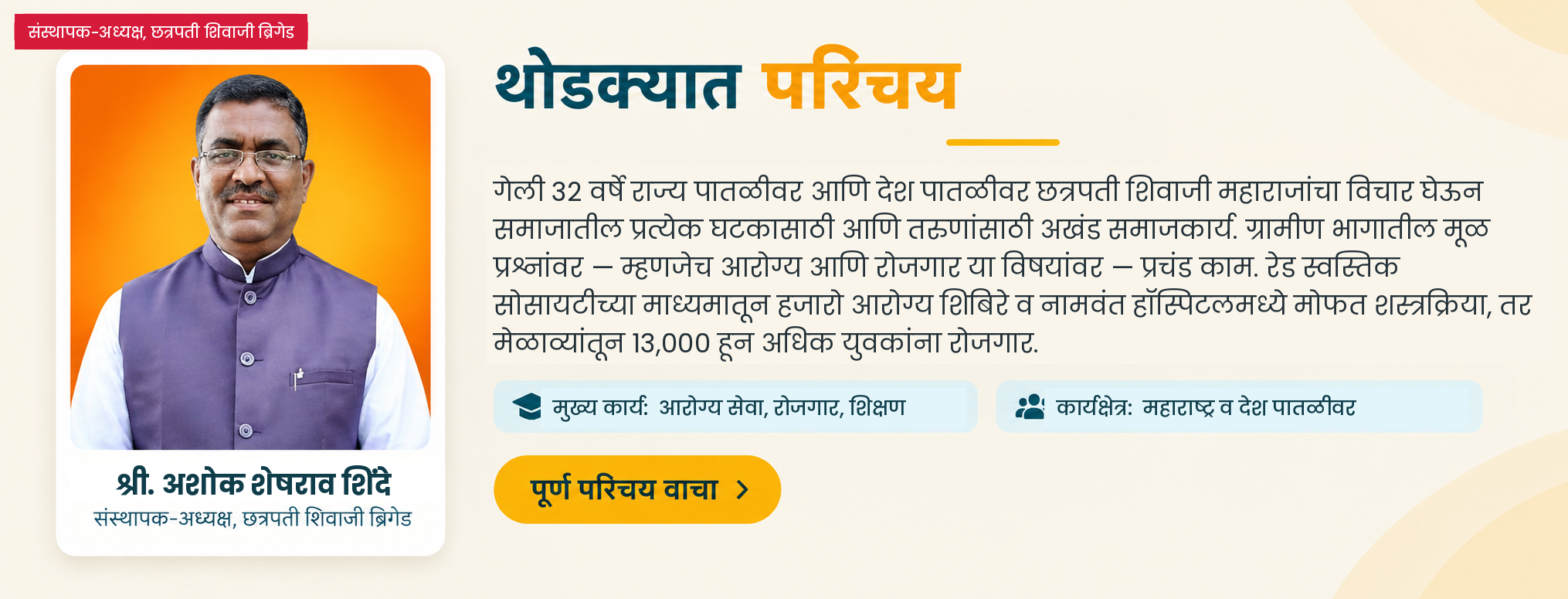 थोडक्यात परिचय — श्री. अशोक शेषराव शिंदे